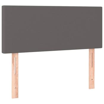 Boxspringbett mit Matratze Grau 80x200 cm Kunstleder