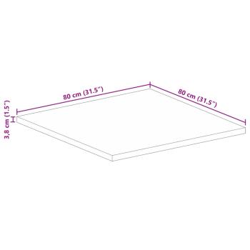 ARDEBO.de - Tischplatte 80x80x3,8 cm Quadratisch Raues Massivholz Mango