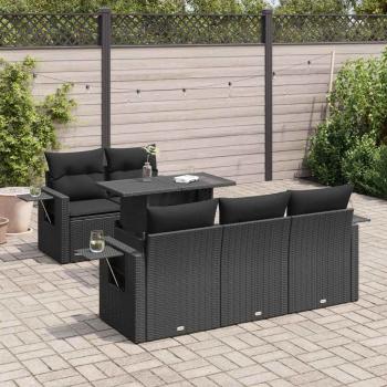 ARDEBO.de - 6-tlg. Garten-Sofagarnitur mit Kissen Schwarz Poly Rattan