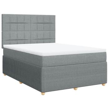 ARDEBO.de - Boxspringbett mit Matratze Hellgrau 160x200 cm Stoff