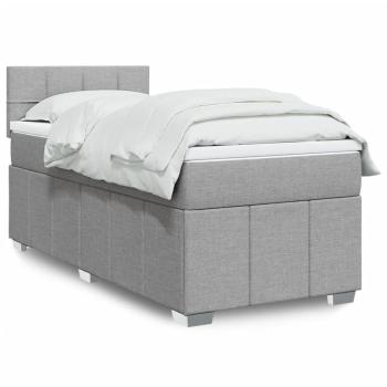 ARDEBO.de - Boxspringbett mit Matratze Hellgrau 90x190 cm Stoff