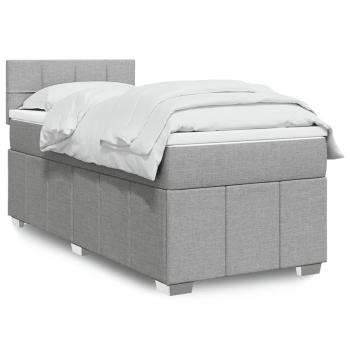 ARDEBO.de - Boxspringbett mit Matratze Hellgrau 90x200 cm Stoff