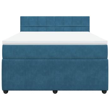 Boxspringbett mit Matratze Blau 160x200 cm Samt