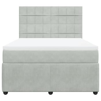 Boxspringbett mit Matratze Hellgrau 160x200 cm Samt