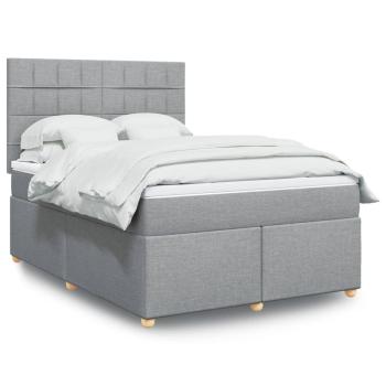 ARDEBO.de - Boxspringbett mit Matratze Hellgrau 160x200 cm Stoff