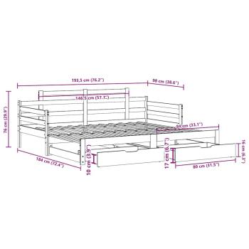 Tagesbett Ausziehbar mit Schubladen ohne Matratze Weiß 90x190cm