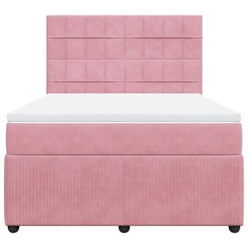 Boxspringbett mit Matratze Rosa 160x200 cm Samt