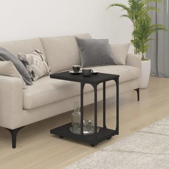 ARDEBO.de - Beistelltisch mit Rollen Schwarz 50x35x55,5 cm Holzwerkstoff 