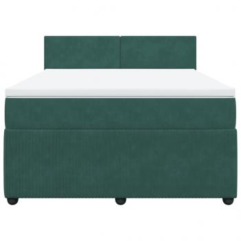 Boxspringbett mit Matratze Dunkelgrün 160x200 cm Samt