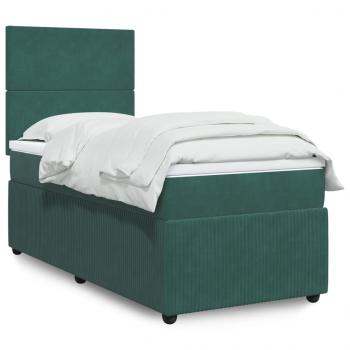 ARDEBO.de - Boxspringbett mit Matratze Dunkelgrün 80x200 cm Samt