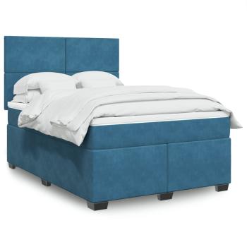 ARDEBO.de - Boxspringbett mit Matratze Blau 160x200 cm Samt