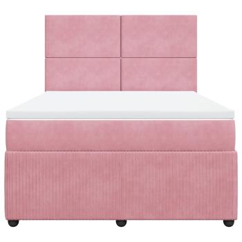 Boxspringbett mit Matratze Rosa 160x200 cm Samt