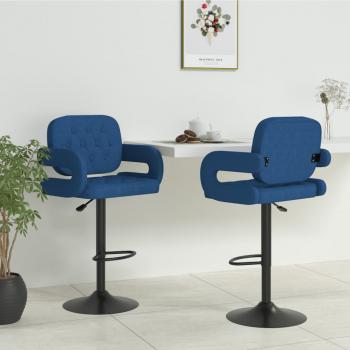 ARDEBO.de - Barhocker 2 Stk. Blau Stoff