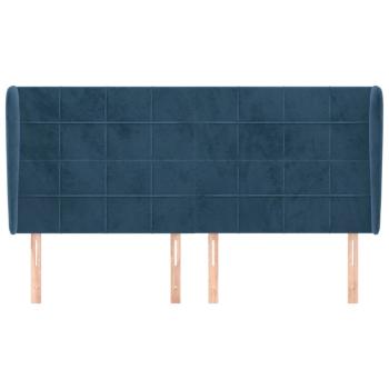 Kopfteil mit Ohren Dunkelblau 183x23x118/128 cm Samt