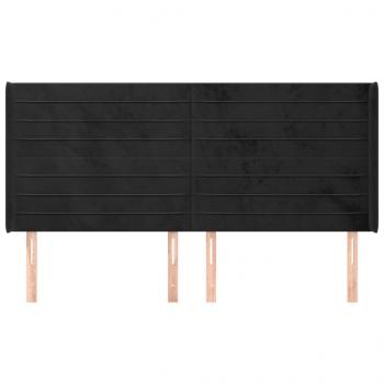 Kopfteil mit Ohren Schwarz 203x16x118/128 cm Samt