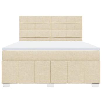 Boxspringbett mit Matratze Creme 180x200 cm Stoff