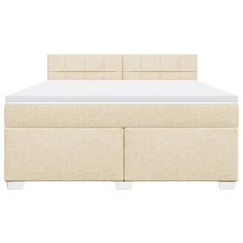 Boxspringbett mit Matratze Creme 180x200 cm Stoff