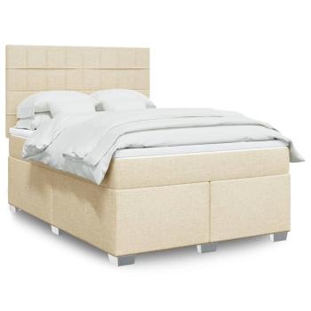 ARDEBO.de - Boxspringbett mit Matratze Creme 160x200 cm Stoff