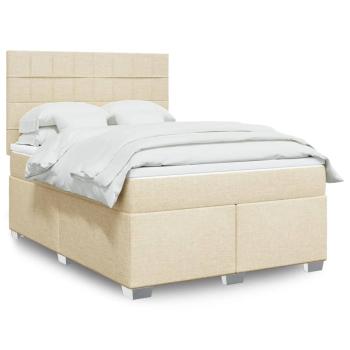 ARDEBO.de - Boxspringbett mit Matratze Creme 160x200 cm Stoff