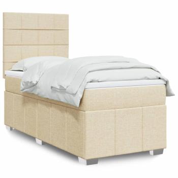 ARDEBO.de - Boxspringbett mit Matratze Creme 80x200 cm Stoff