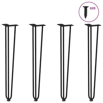 ARDEBO.de - Haarnadelbeine 4 Stk. Schwarz 72 cm Massivstahl