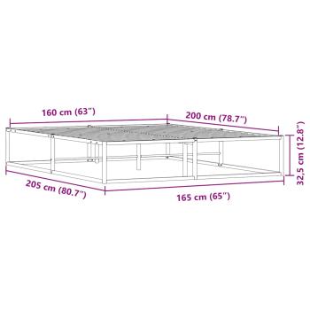 Bettgestell ohne Matratze Weiß 160x200 cm Metall