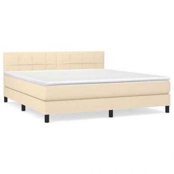 Boxspringbett mit Matratze Creme 160x200 cm Stoff