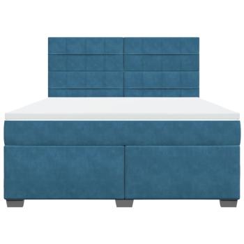 Boxspringbett mit Matratze Blau 180x200 cm Samt