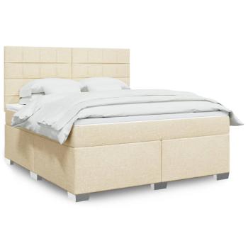 ARDEBO.de - Boxspringbett mit Matratze Creme 180x200 cm Stoff