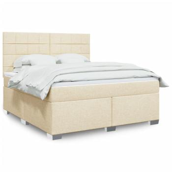ARDEBO.de - Boxspringbett mit Matratze Creme 180x200 cm Stoff