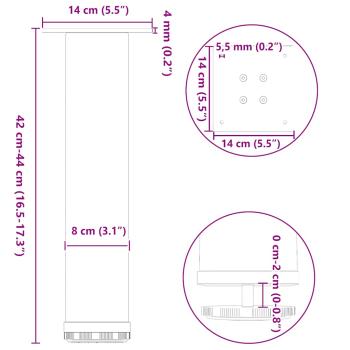 Couchtischbeine 4 Stk. Anthrazit 42-44 cm Stahl