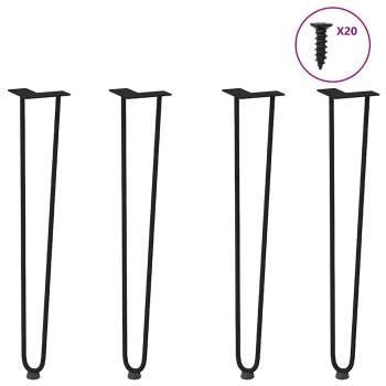 ARDEBO.de - Haarnadelbeine 4 Stk. Schwarz 72 cm Massivstahl