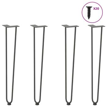 ARDEBO.de - Haarnadelbeine 4 Stk. Anthrazit 72 cm Massivstahl