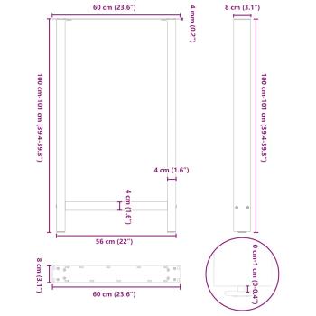 ARDEBO.de - Couchtischbeine Weiß 2 Stk. 60x(100-101) cm Stahl