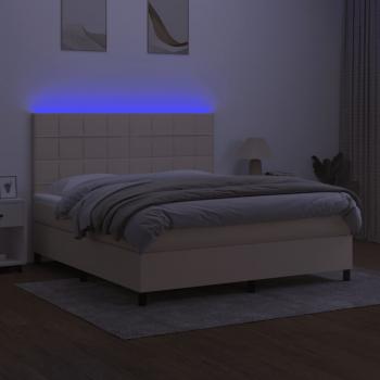 Boxspringbett mit Matratze & LED Creme 180x200 cm Stoff