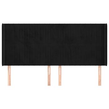 Kopfteil mit Ohren Schwarz 163x16x118/128 cm Samt
