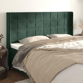 ARDEBO.de - Kopfteil mit Ohren Dunkelgrün 163x16x118/128 cm Samt