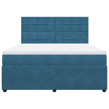 Boxspringbett mit Matratze Blau 180x200 cm Samt