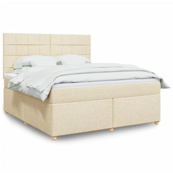ARDEBO.de - Boxspringbett mit Matratze Creme 180x200 cm Stoff