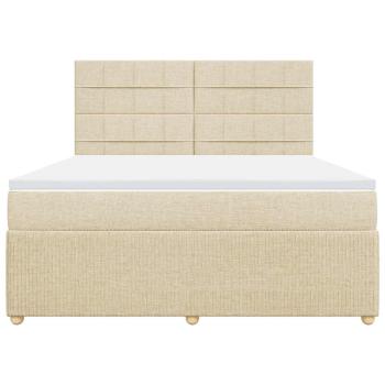Boxspringbett mit Matratze Creme 180x200 cm Stoff