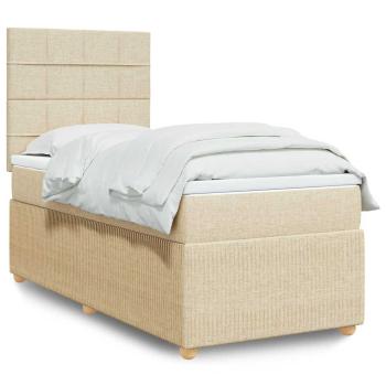 ARDEBO.de - Boxspringbett mit Matratze Creme 80x200 cm Stoff