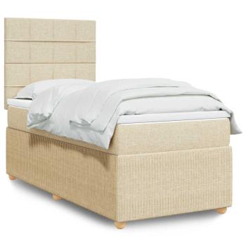 ARDEBO.de - Boxspringbett mit Matratze Creme 90x200 cm Stoff