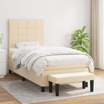 ARDEBO.de - Boxspringbett mit Matratze Creme 90x200 cm Stoff
