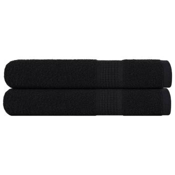 ARDEBO.de - Saunatücher 2 Stk. Schwarz 80x200 cm 360 g/m² 100% Baumwolle