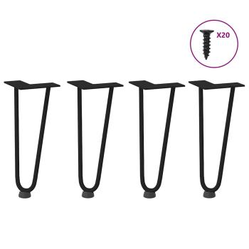 ARDEBO.de - Haarnadelbeine 4 Stk. Schwarz 30 cm Massivstahl