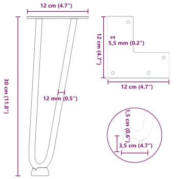 Haarnadelbeine 4 Stk. Schwarz 30 cm Massivstahl
