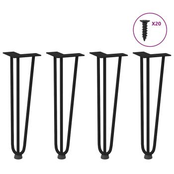 ARDEBO.de - Haarnadelbeine 4 Stk. Schwarz 42 cm Massivstahl