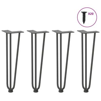 ARDEBO.de - Haarnadelbeine 4 Stk. Anthrazit 42 cm Massivstahl