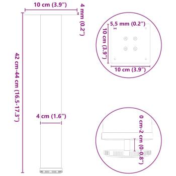 Couchtischbeine 4 Stk. Anthrazit 42-44 cm Stahl