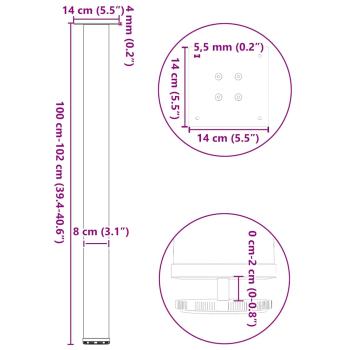 Couchtischbeine 4 Stk. Weiß 100-102 cm Stahl